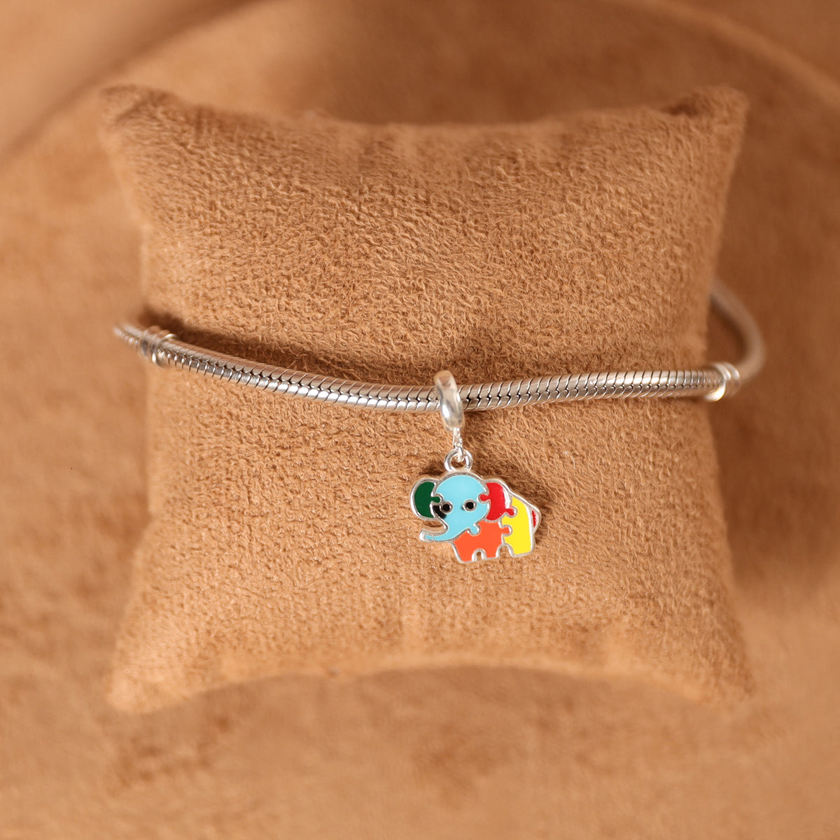 Berloque de Elefante com Símbolo do Autismo Luza em Prata 925