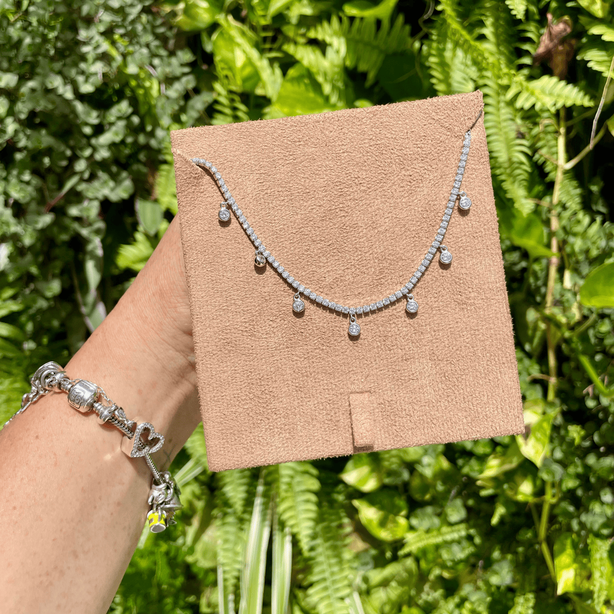 Pulseira Rivera Luza com Pontos de Luz Pendente em Prata 925