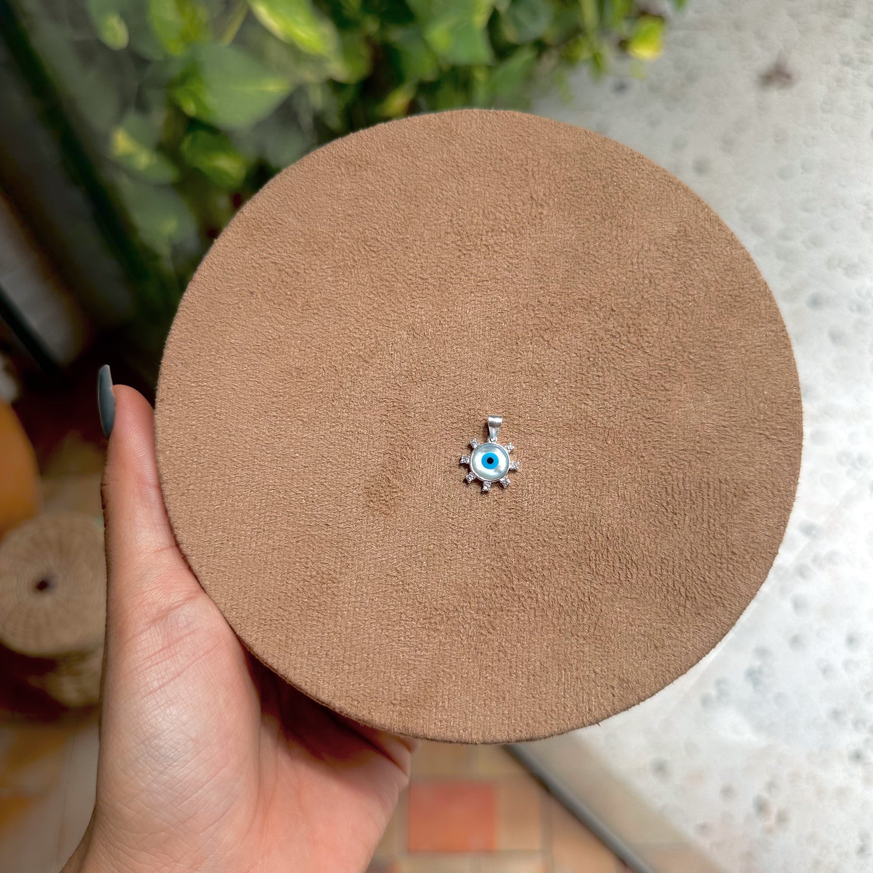 Pingente Leme de Olho Grego com Zircônias em Prata 925