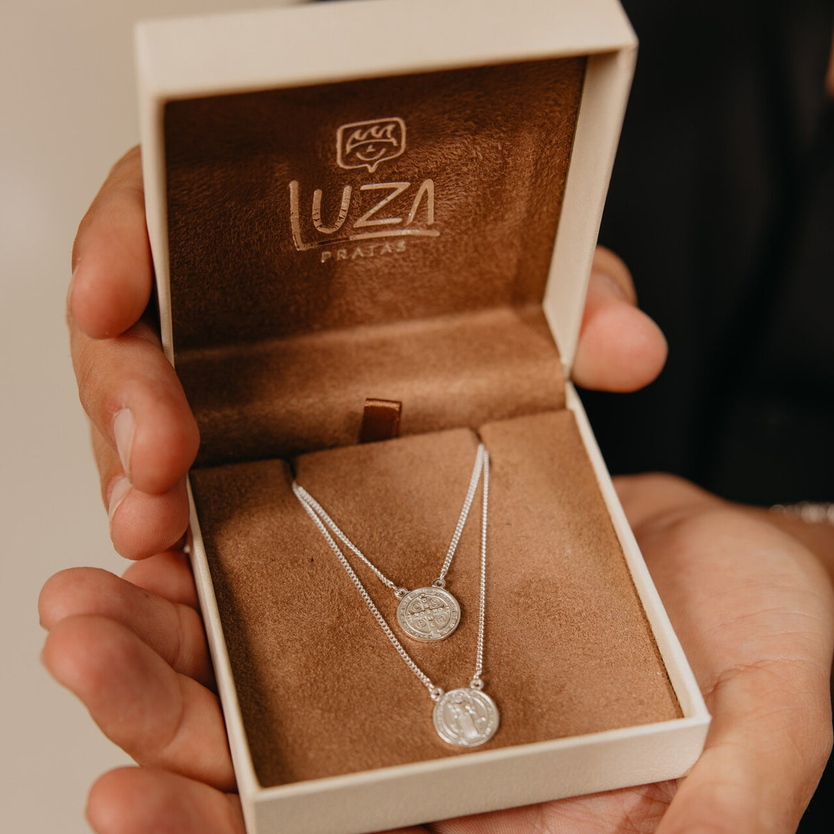 Escapulário Luza Tam M Medalha de São Bento em Prata 925