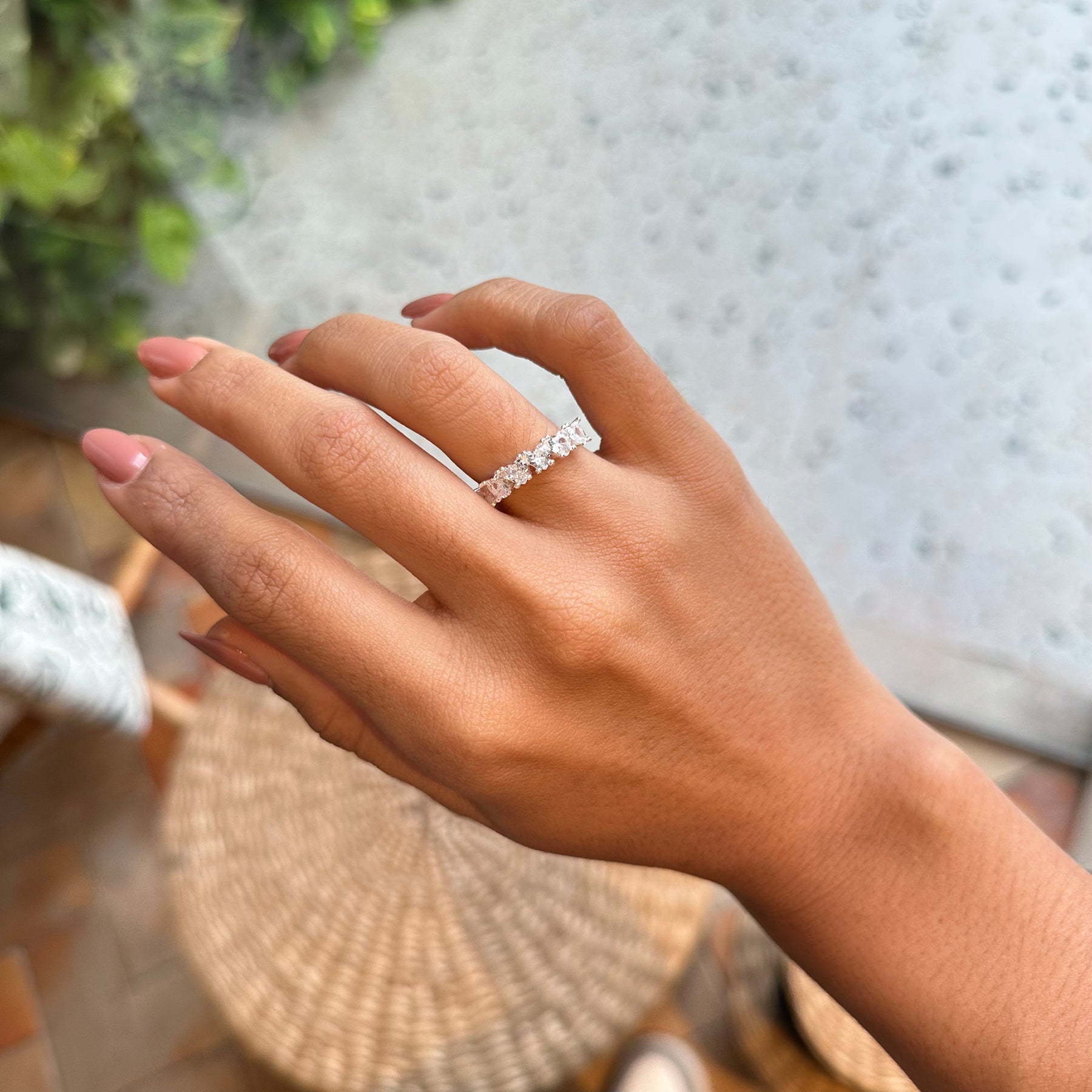 Anel Aparador Luza Tiara com Detalhes de Corações em Prata 925