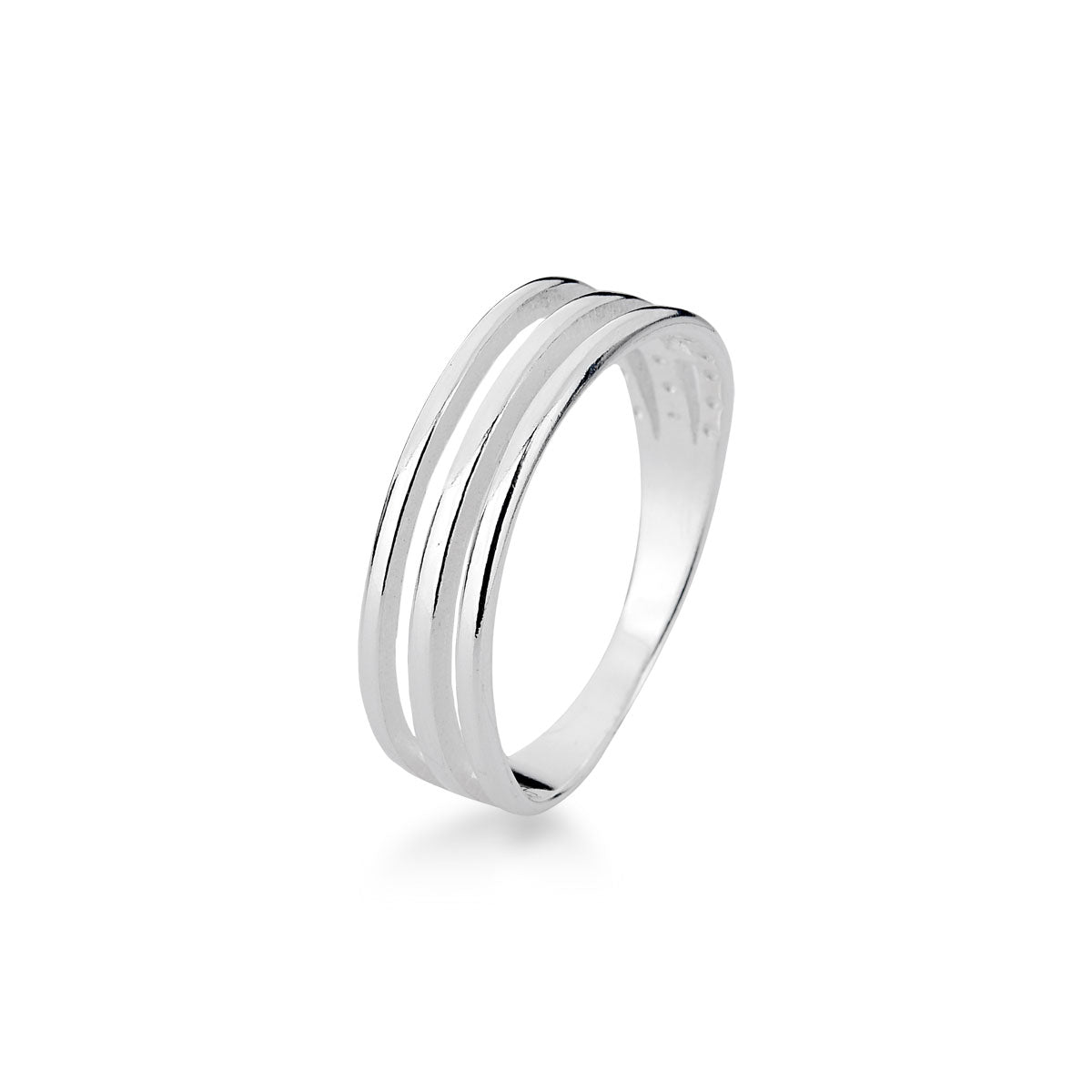 Anel Luza Três Linhas Lisas em Prata 925