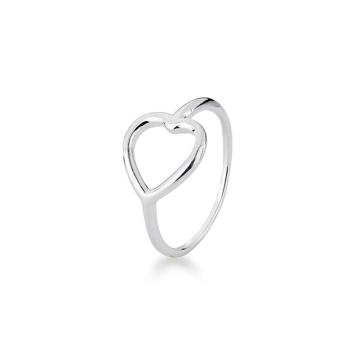 Anel Luza Coração Vazado Liso em Prata 925