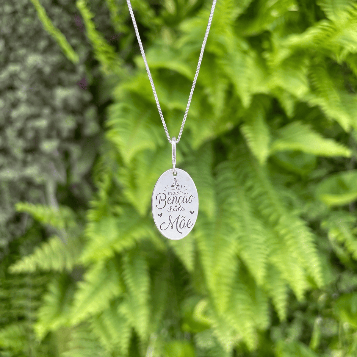 Pingente "MInha Maior Benção Chama Mãe" Luza em Prata 925