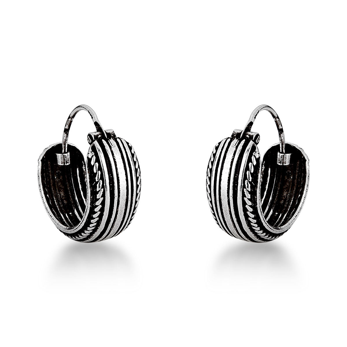 Brinco Argola de Aro Luza 14MM em Prata 925 Envelhecida