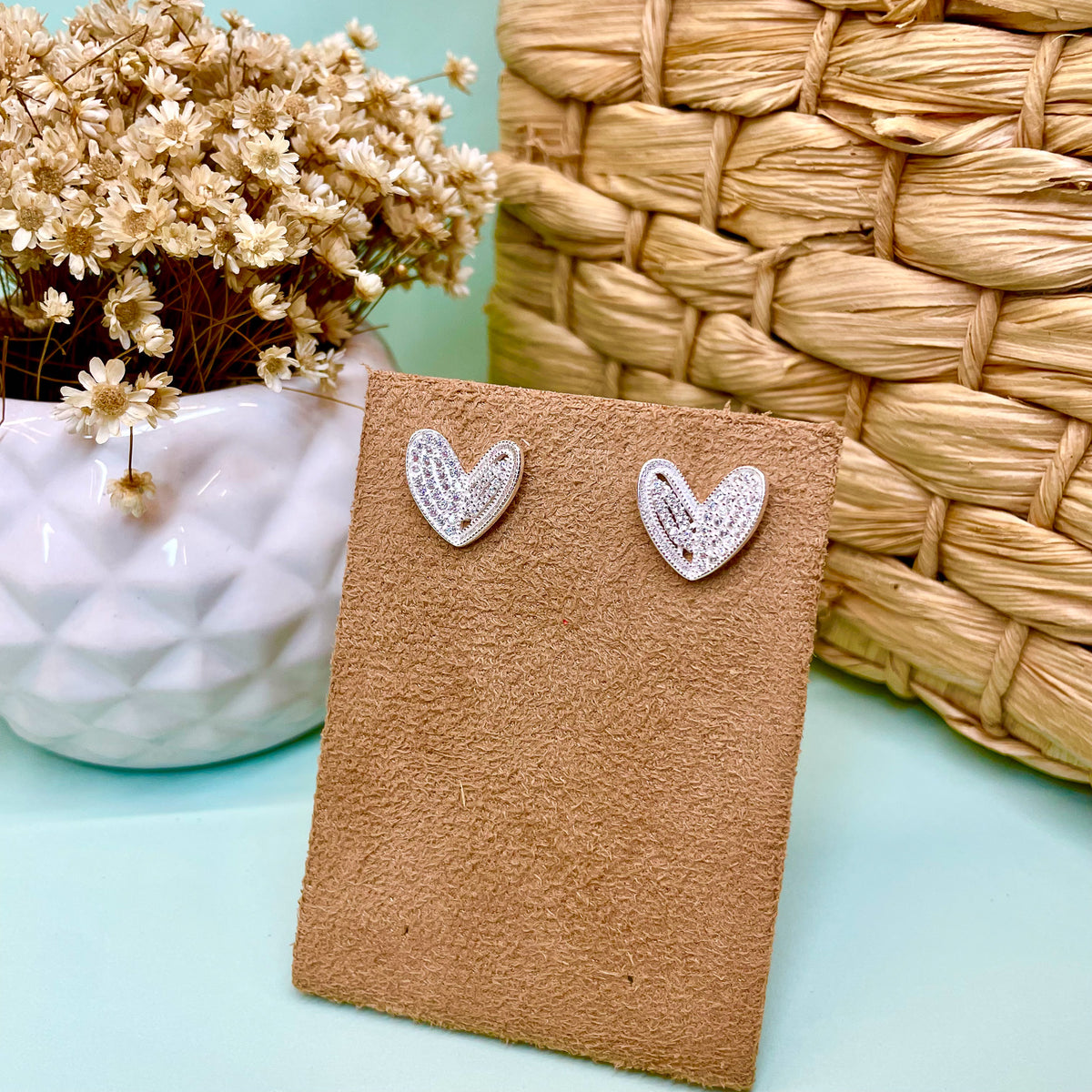 Brinco de Coração Cravejado de Zirconia Luza em Prata 925