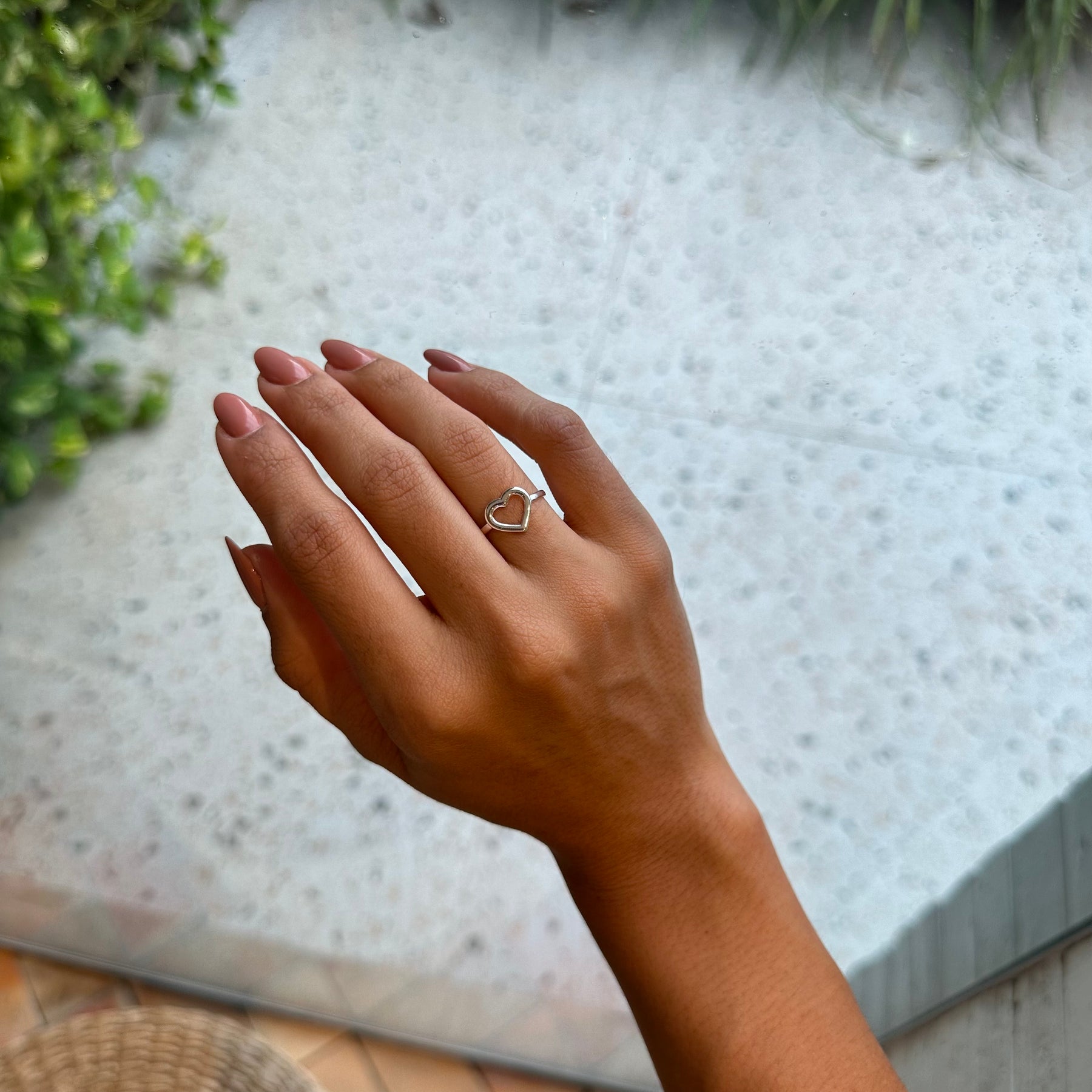 Anel Falange Luza Coração Vazado em Prata 925