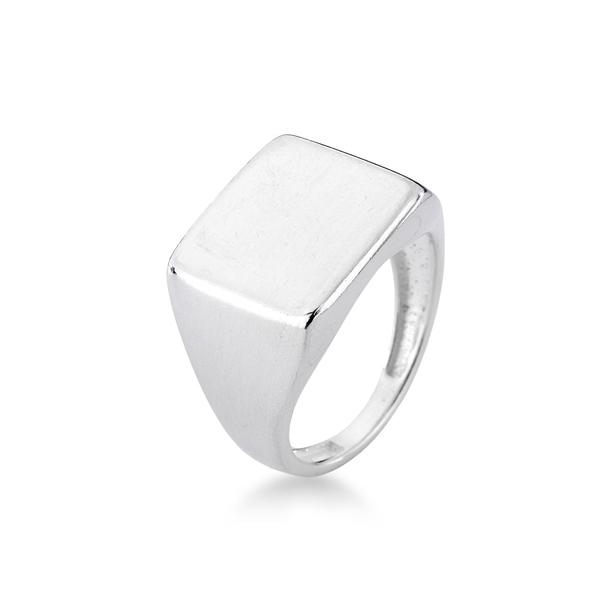 Anel Luza Chapado Quadrado Liso em Prata 925