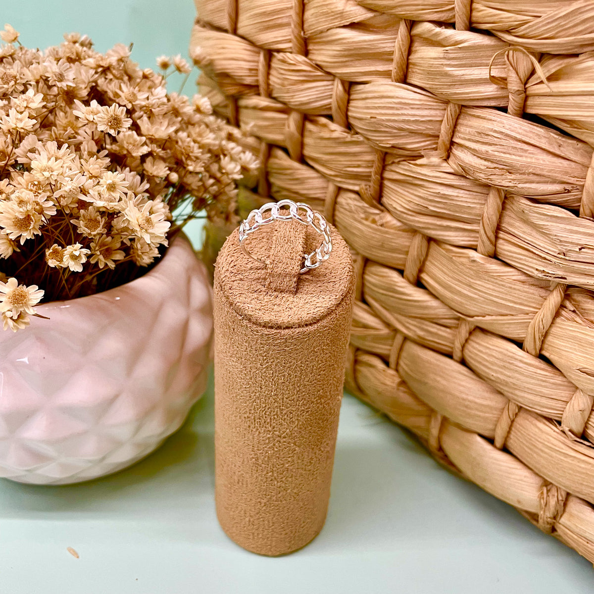 Anel Luza Correntaria em Prata 925