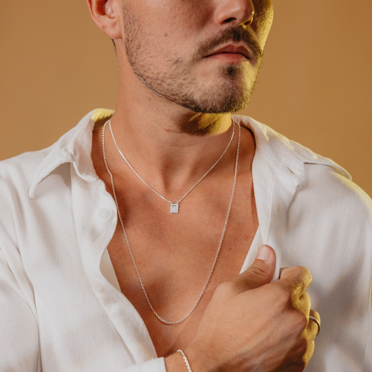 Escapulário Luza Clássico Tam P Nossa Senhora do Carmo e Sagrado Coração de Jesus em Prata 925