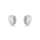 Brinco Argola 12mm com Duas Linhas de Zircônia em Prata 925