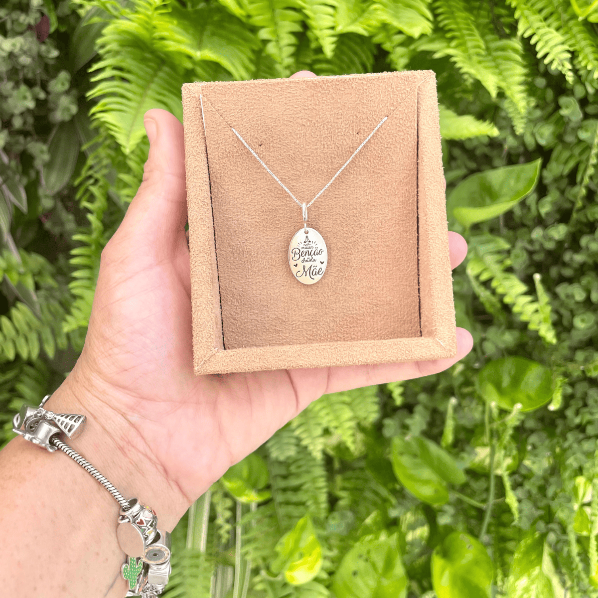 Pingente "MInha Maior Benção Chama Mãe" Luza em Prata 925