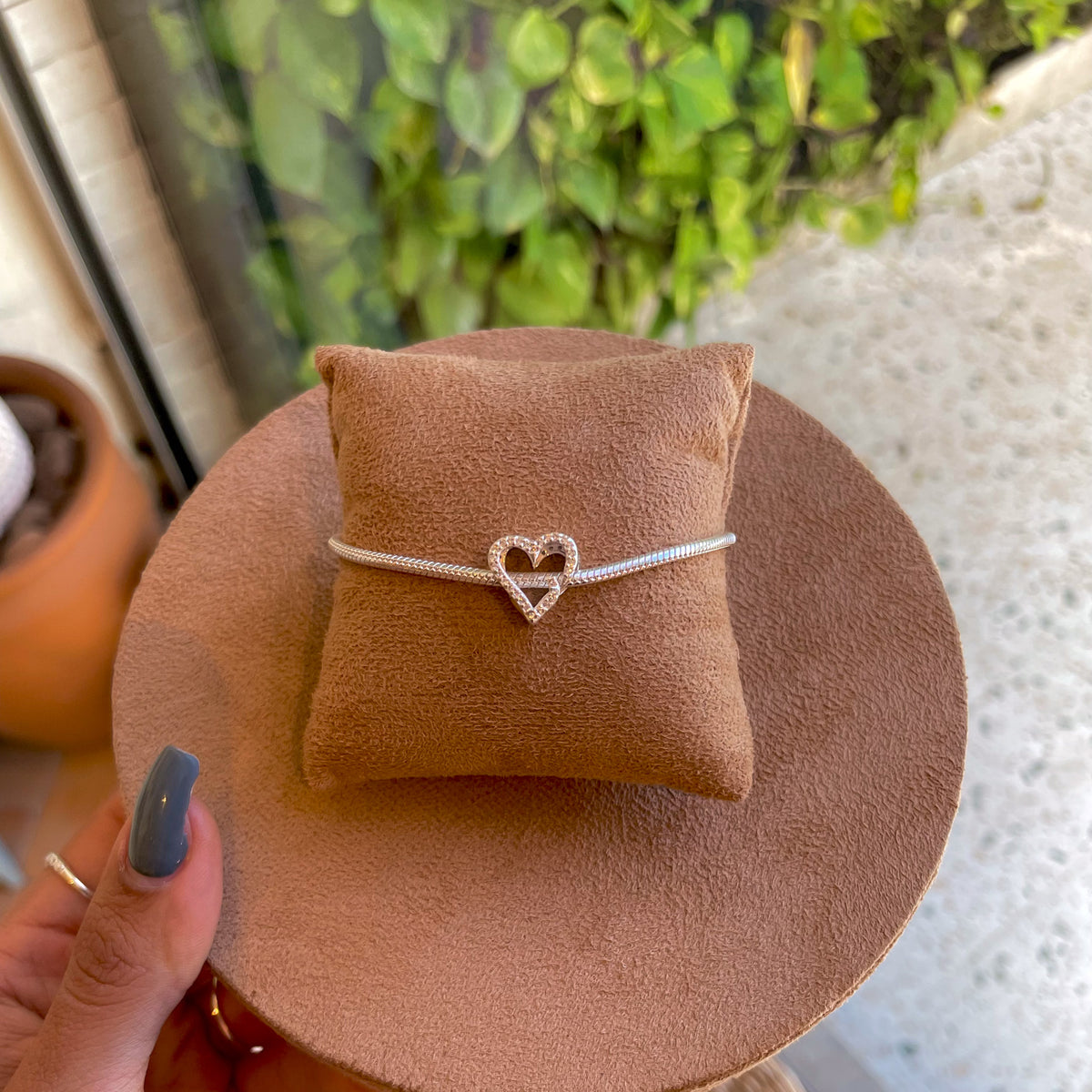 Berloque Coração Luza Cravejado em Prata 925