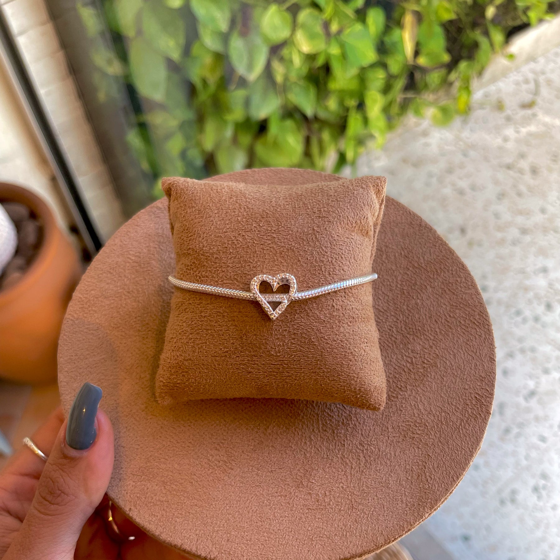 Berloque Coração Luza Cravejado em Prata 925