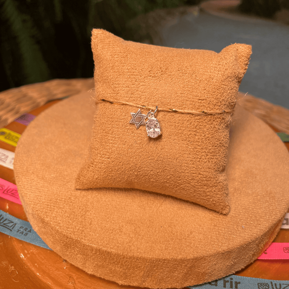 Pingente Luza Estrela de Davi com Oval Cristal Pendente em Prata 925