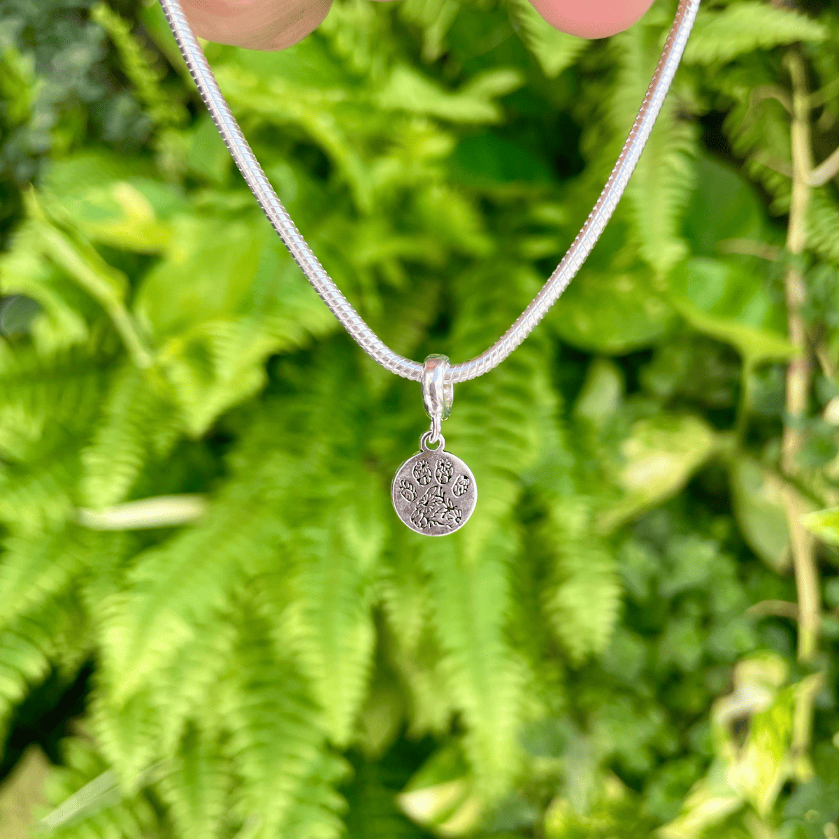 Berloque Medalha Luza Lisa com Flores em Prata 925