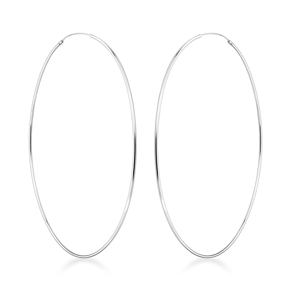 Brinco Argola Luza Extra Grande de Aro Fino e Liso em Prata 925