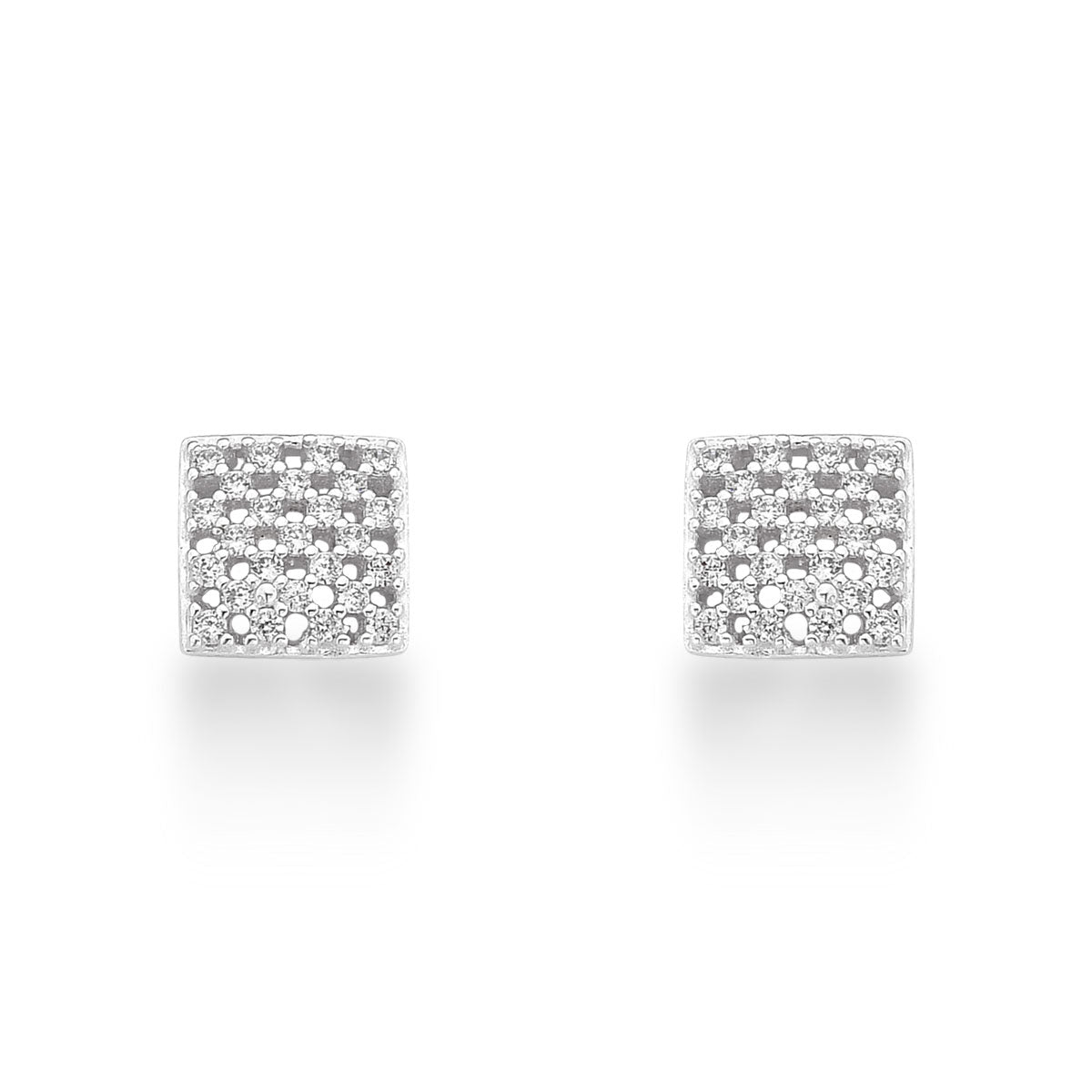 Brinco Quadrado Luza de Microzircônias com Detalhes Vazados em Prata 925