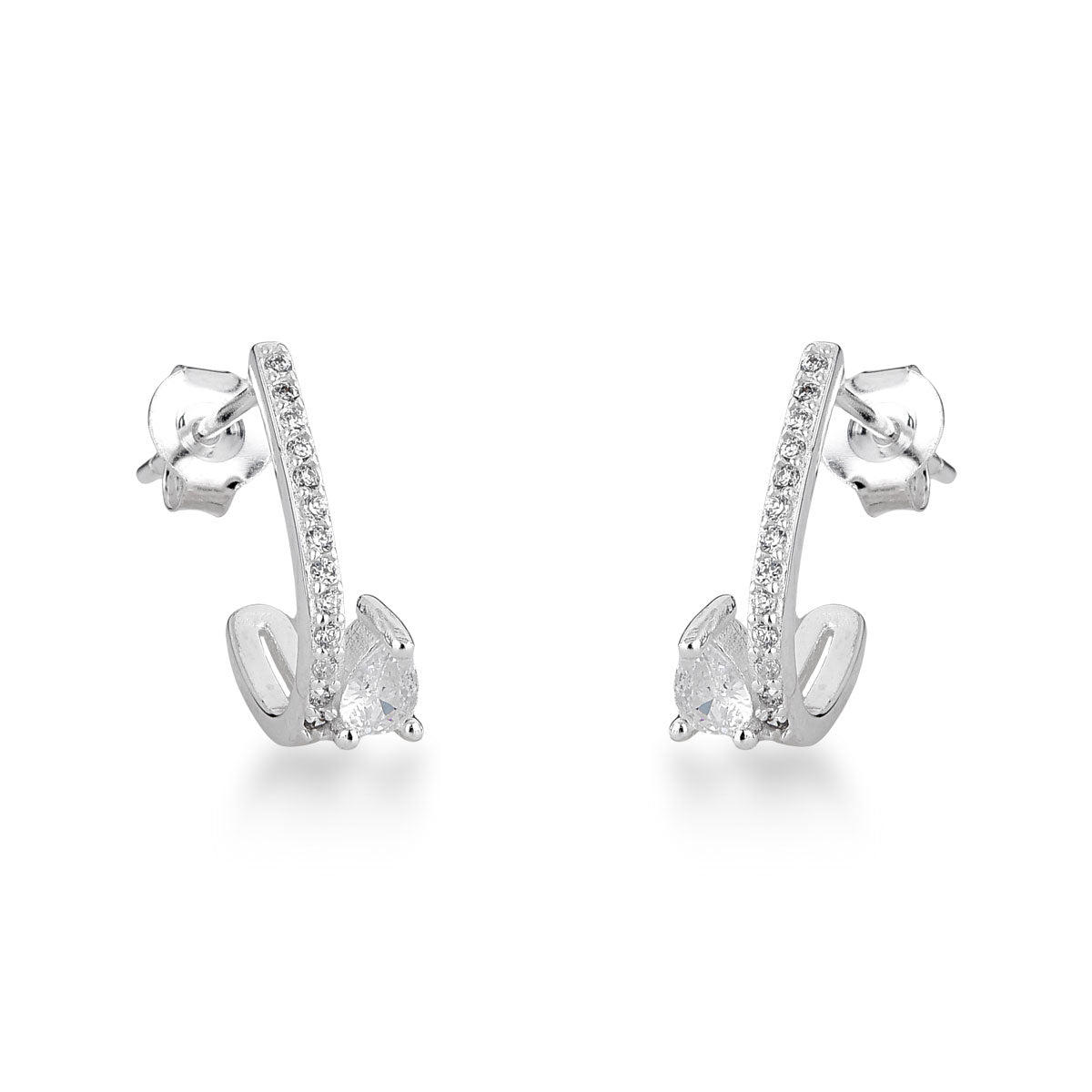 Brinco de Gancho Luza com Ponto de Luz Gota em Prata 925