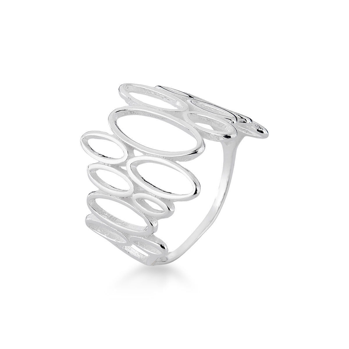 Anel Luza com Detalhes Ovais Vazados em Prata 925