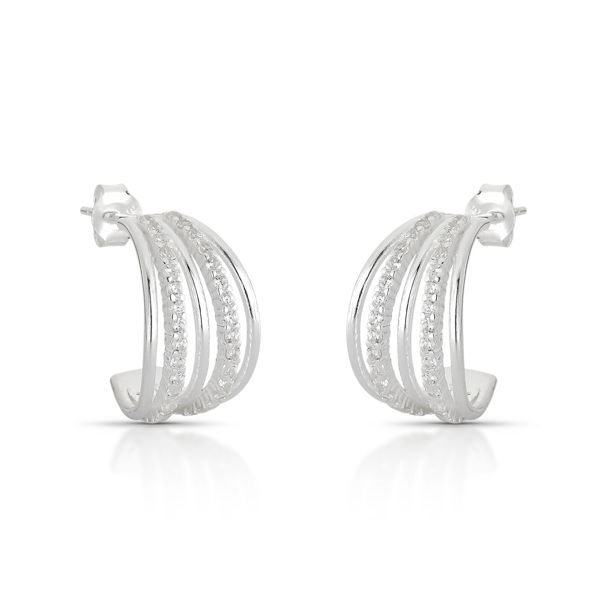 BRINCO TRIO DE ARGOLAS LUZA CARACOL VAZADO EM PRATA 925