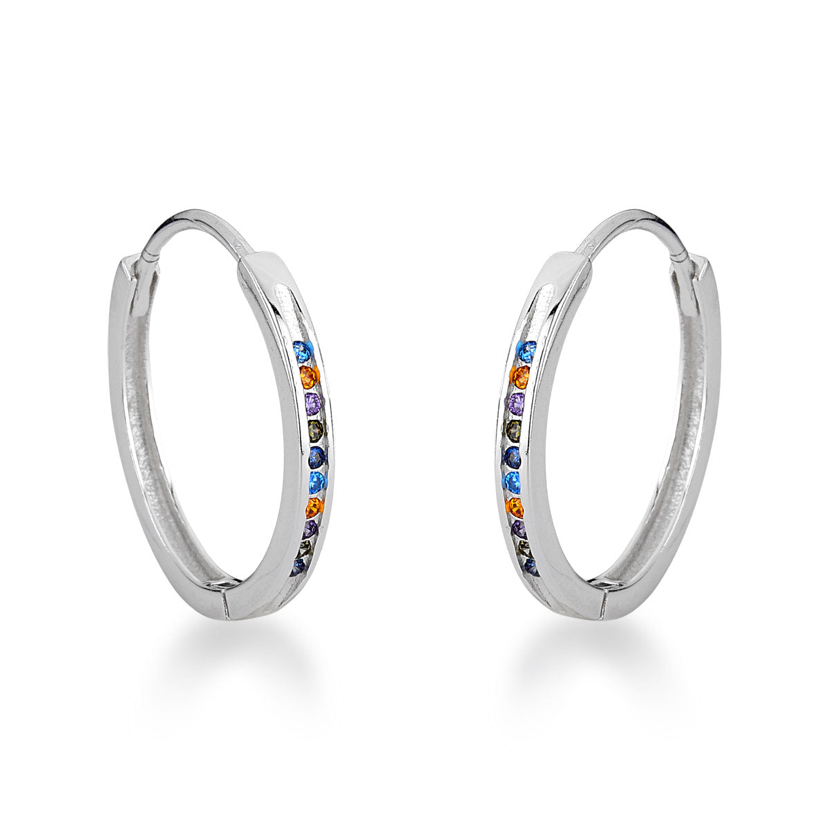 Argola Luza com Mini Zircônias Colors em Prata 925