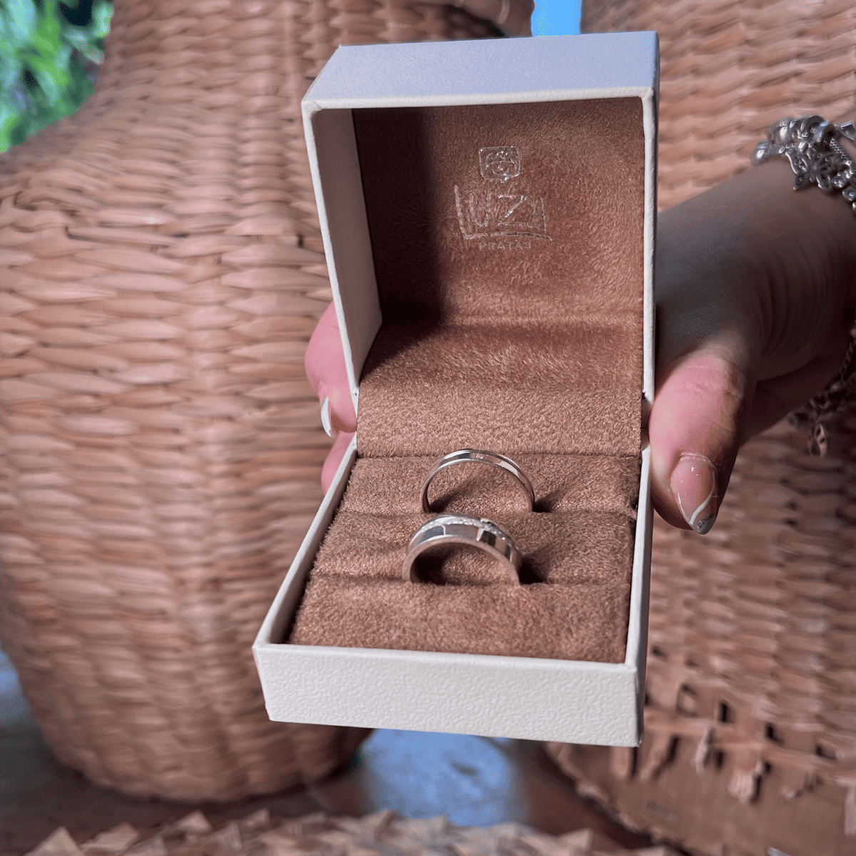 Caixa Luxo Para Aliança Luza Pratas