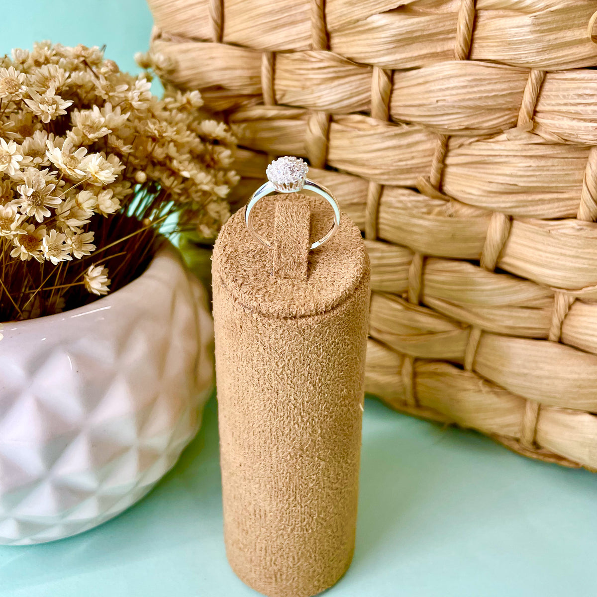 Anel Luza Chuveirinho com Zircônias em Prata 925