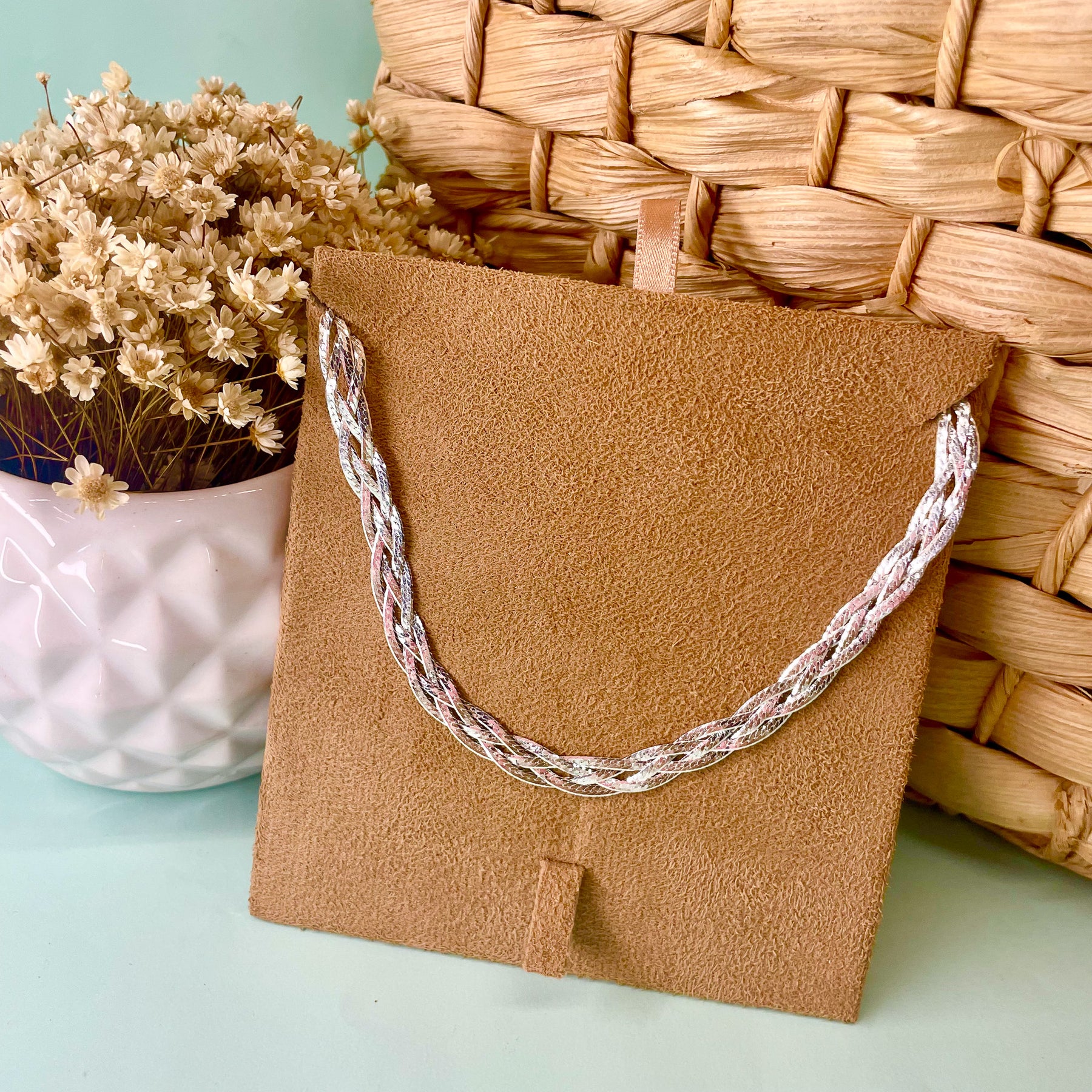 Colar Quatro Fios Trançado em Prata 925