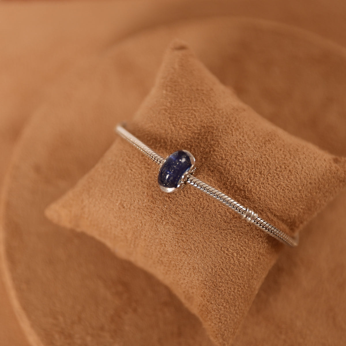 Berloque Separador Murano Azul em Prata 925