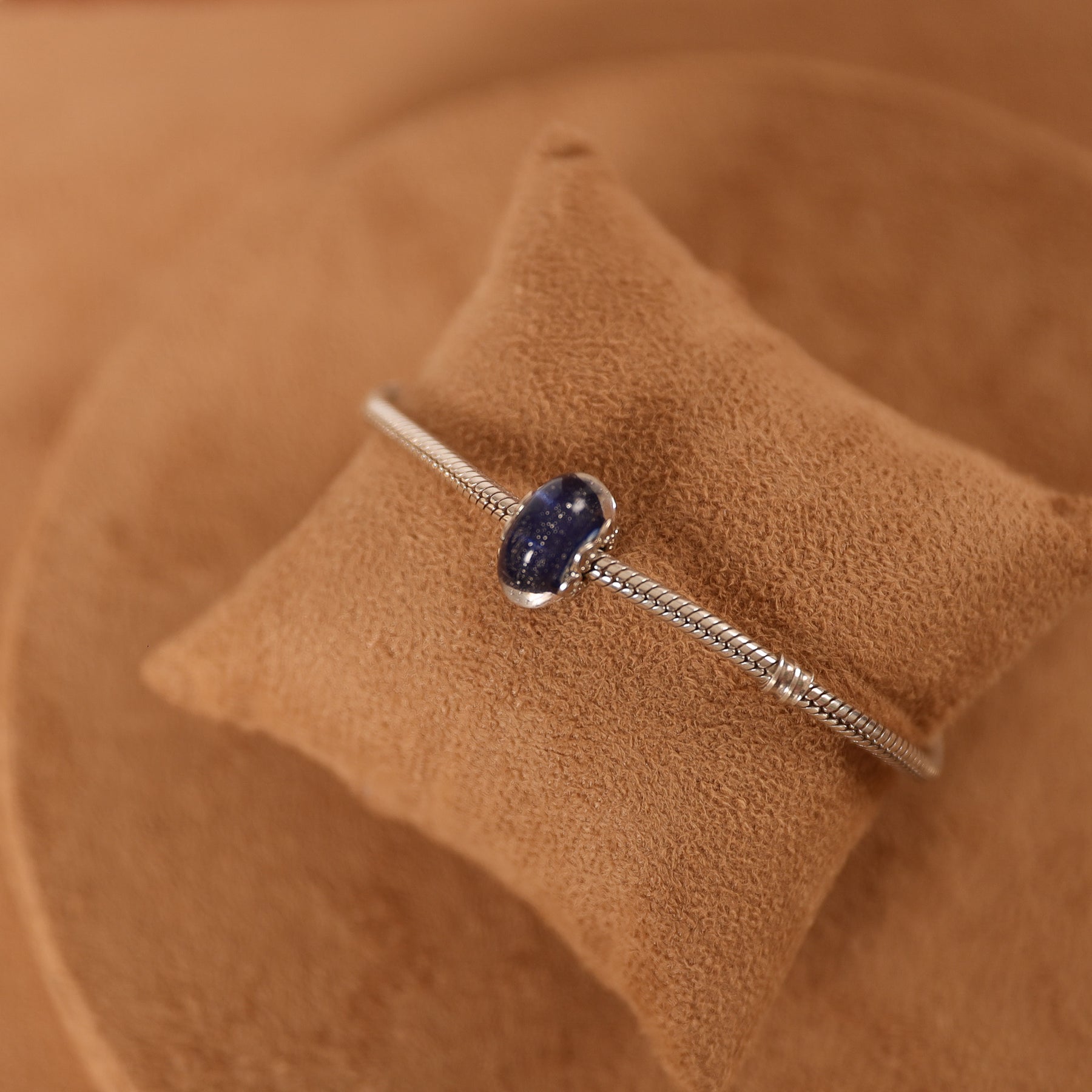 Berloque Separador Murano Azul em Prata 925