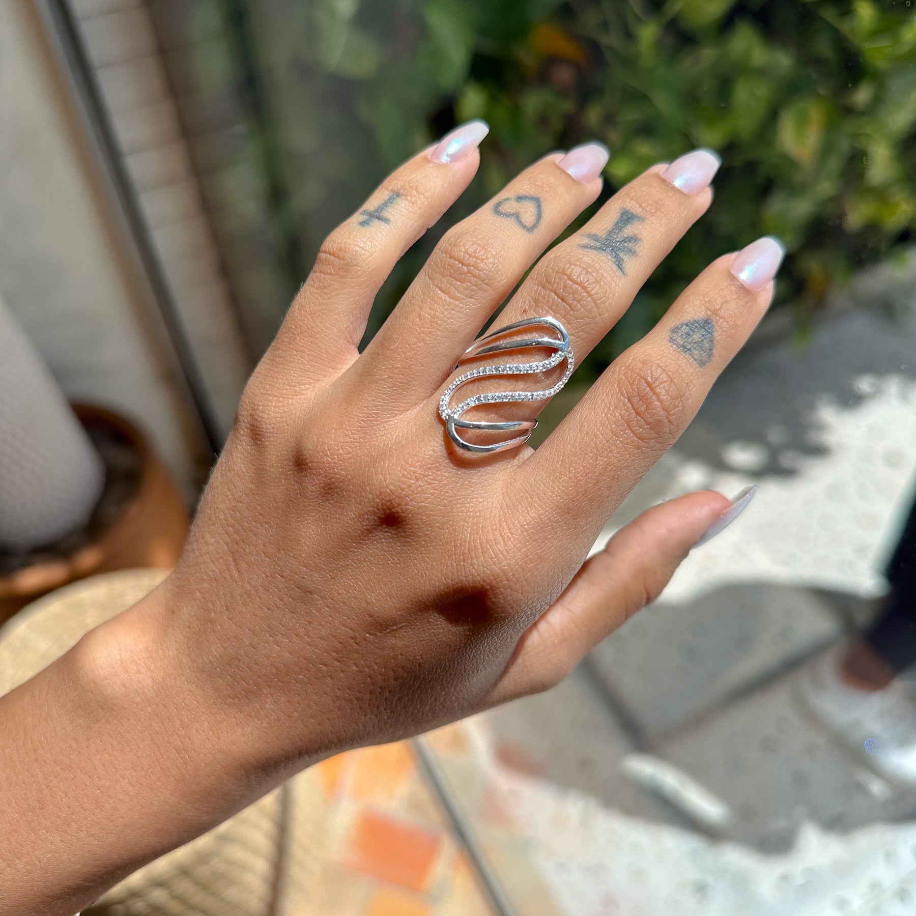 Anel de Linhas com Zircônia em Prata 925