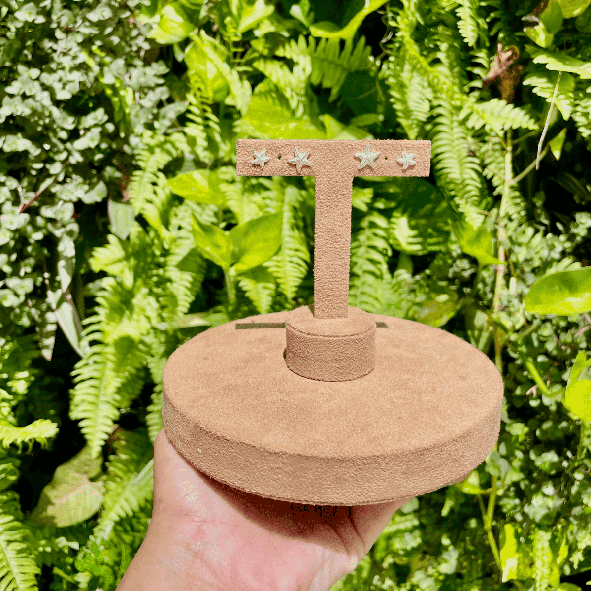 Brinco Dupla Luza de Estrela do Mar Lisa em Prata 925