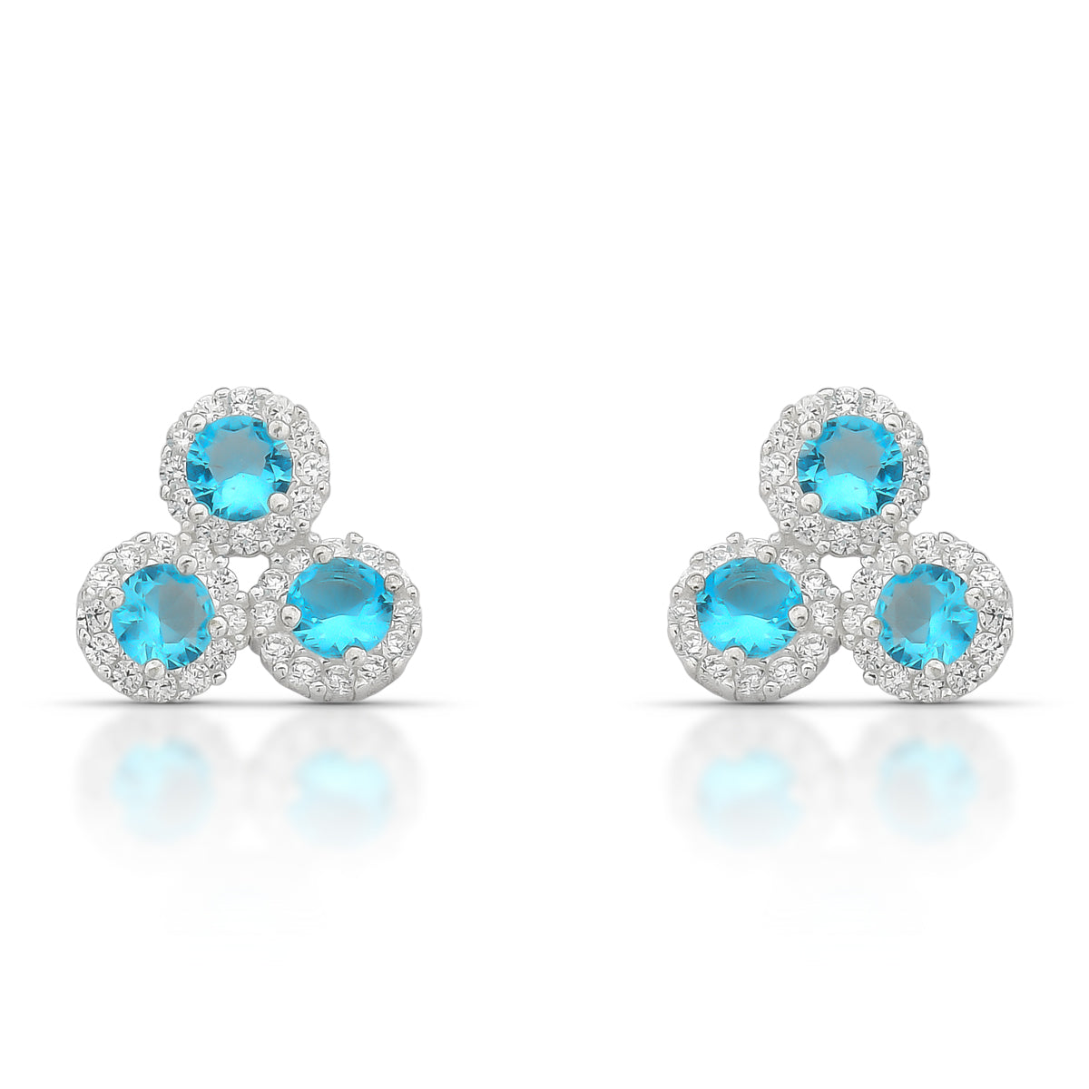 Brinco Luza Três Pontos Luz com Detalhes de Zirconia em Prata 925