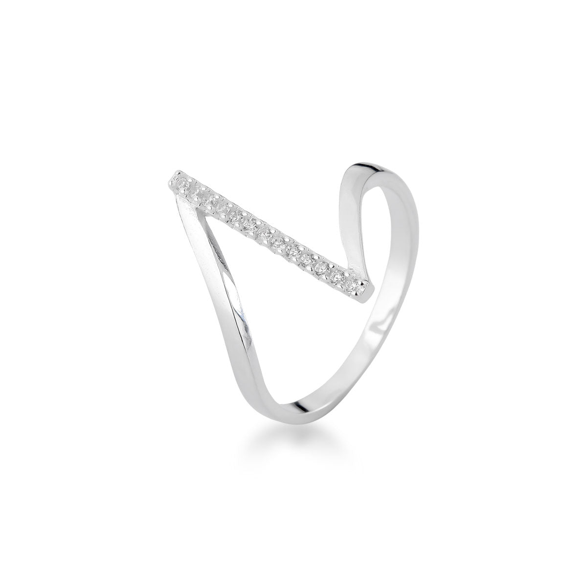 Anel Luza Linha Craveja de Zirconia em Prata 925