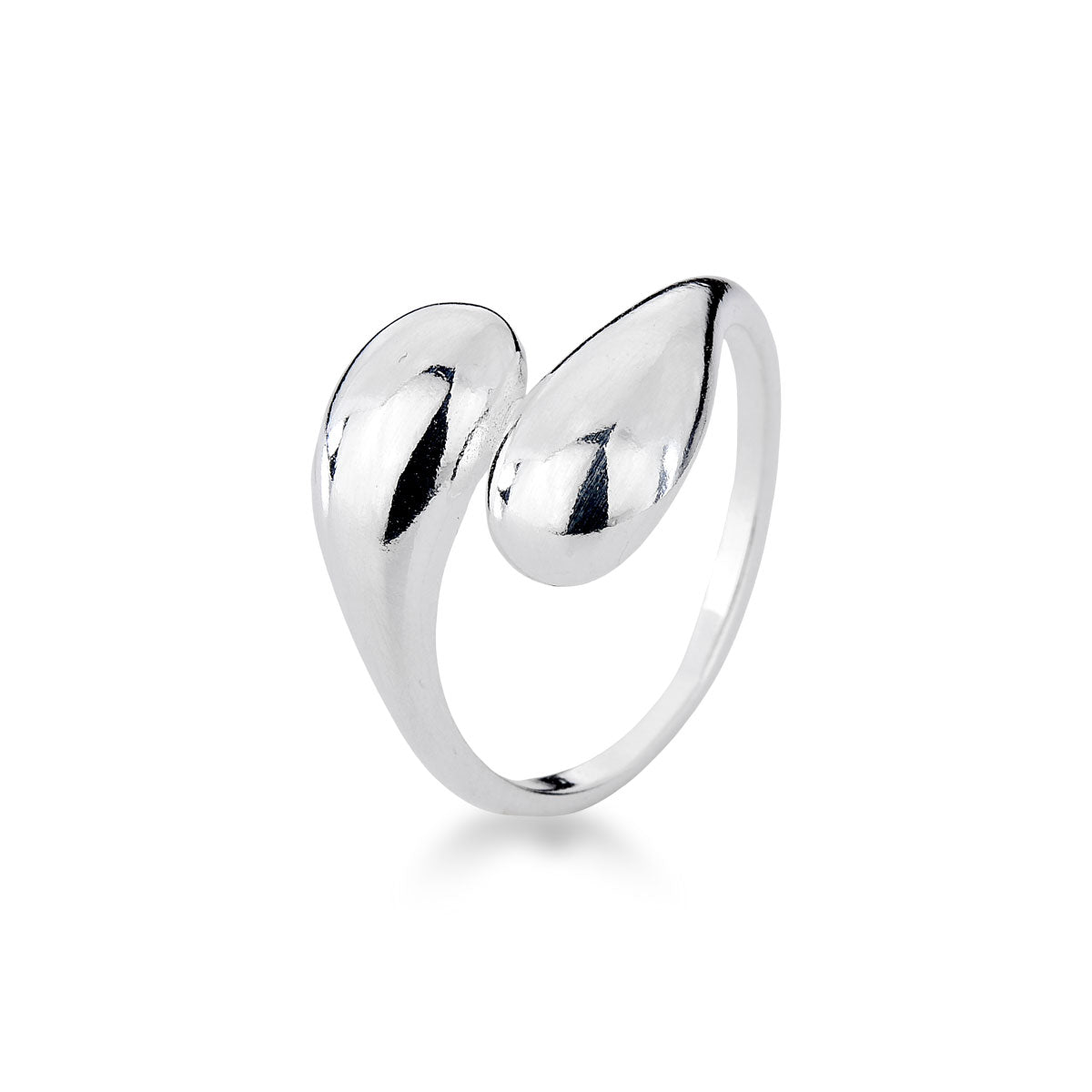 Anel Luza Duas Gotas Lisas em Prata 925