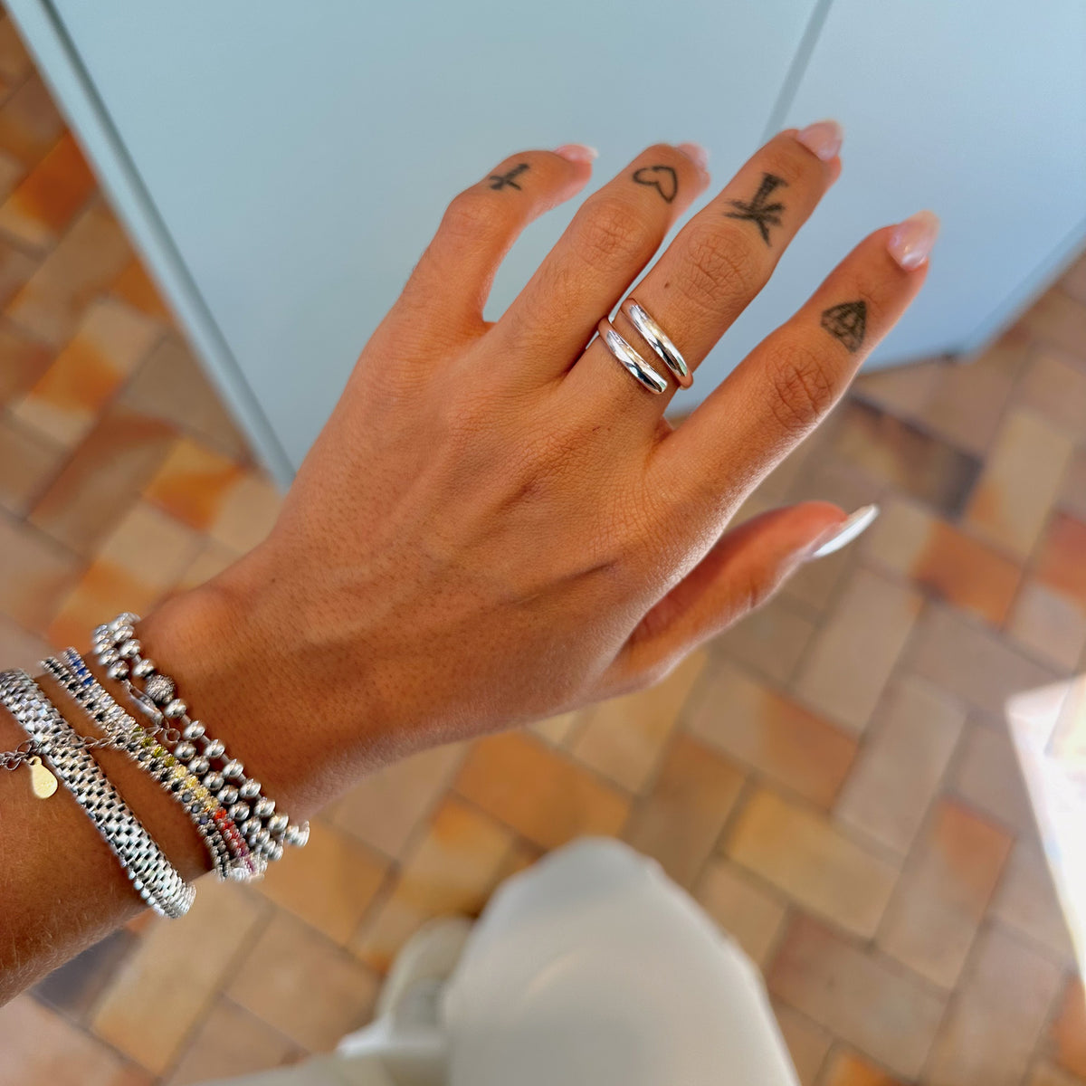 Anel Luza duas linhas em Prata 925