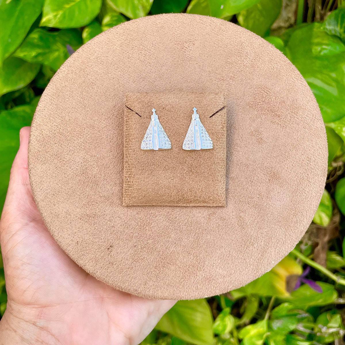 Brinco Luxo Luza de Nossa Senhora Aparecida Cravejado de Zircônia em Prata 925