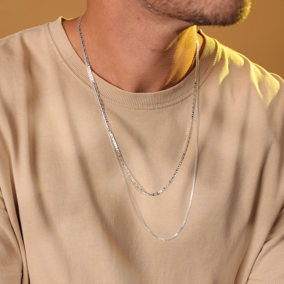 Colar Luza Masculino de Malha Valentin Grossa em Prata 925