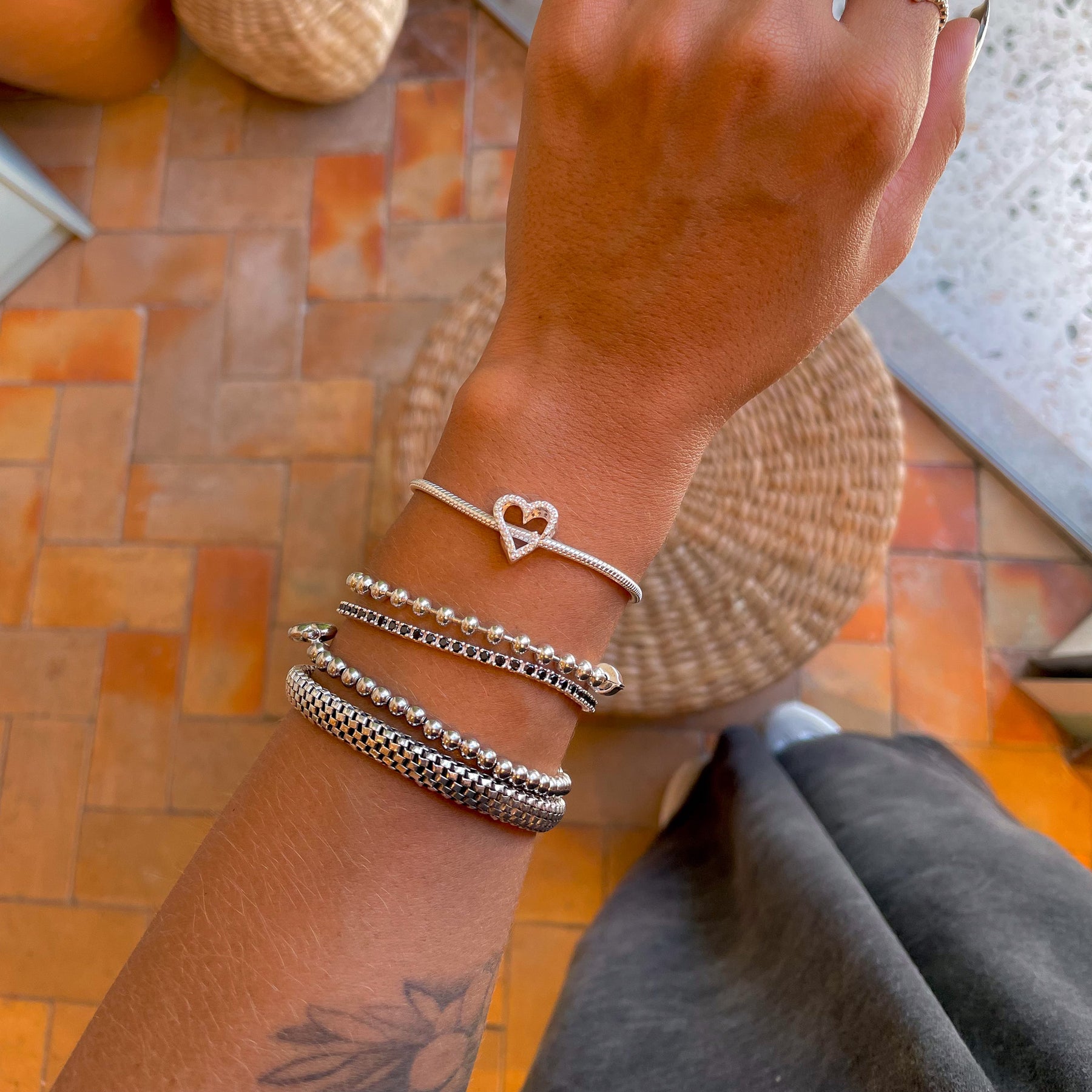 Berloque Coração Luza Cravejado em Prata 925