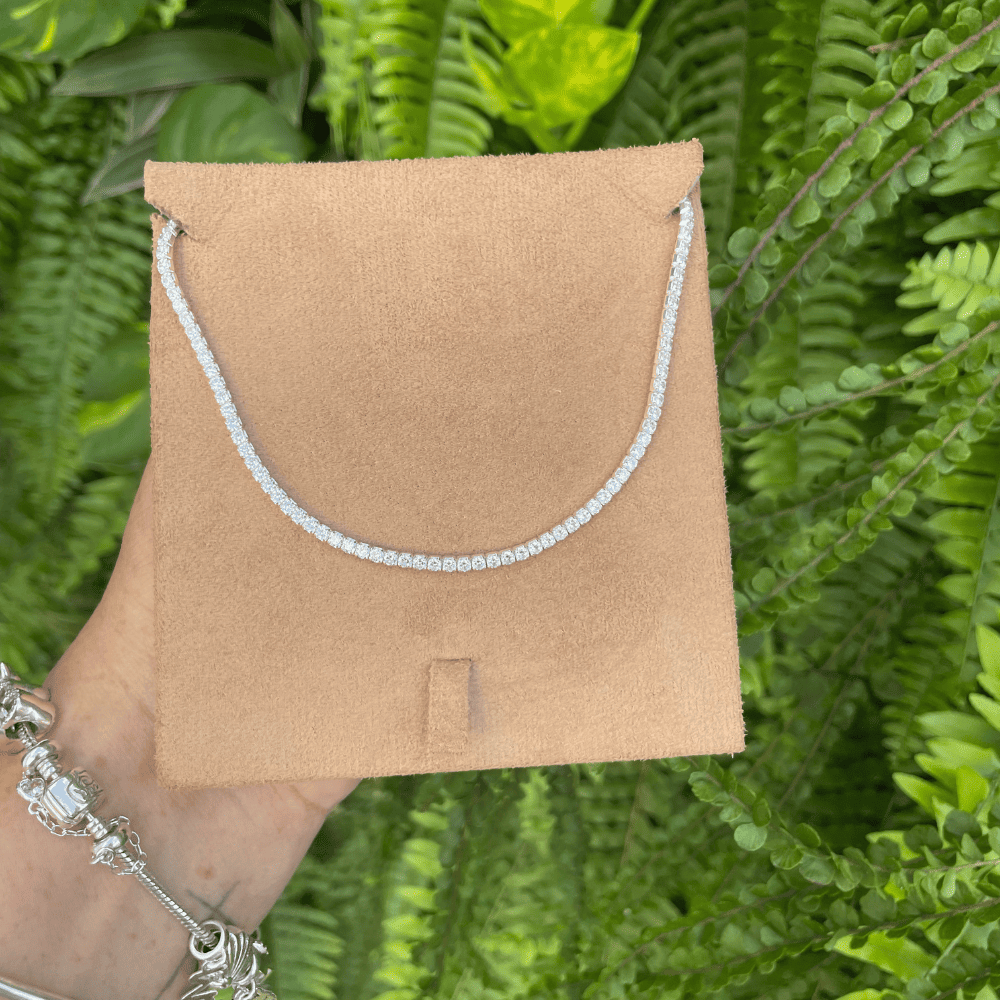 Colar Luza de Riviera Quadrada com Fecho Gaveta em Prata 925