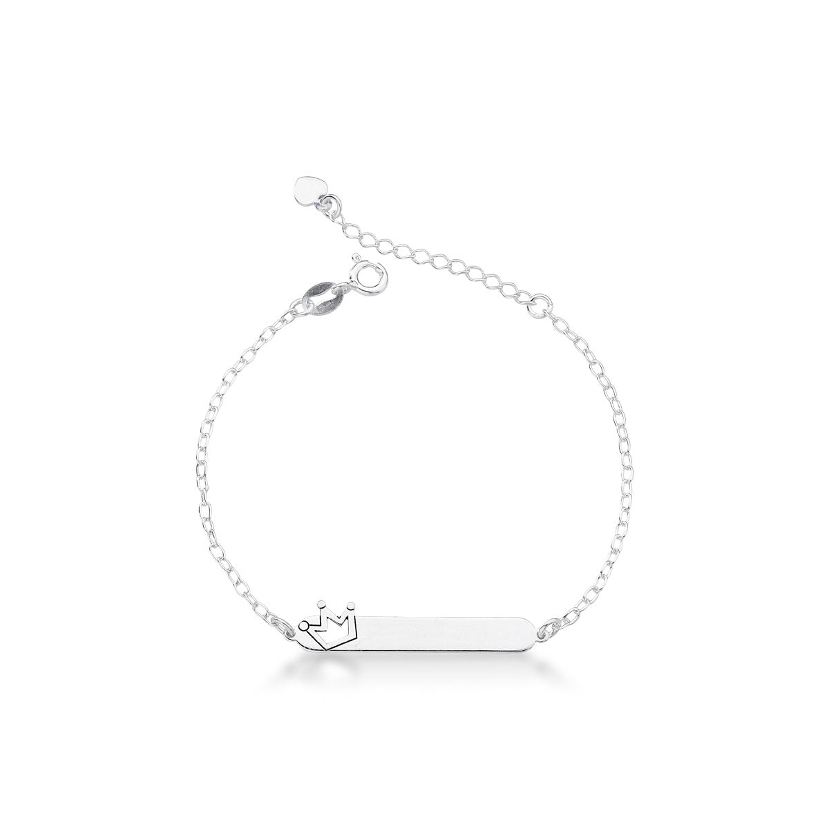 Pulseira Infantil Luza  Placa com Coroa Vazada em Prata 925