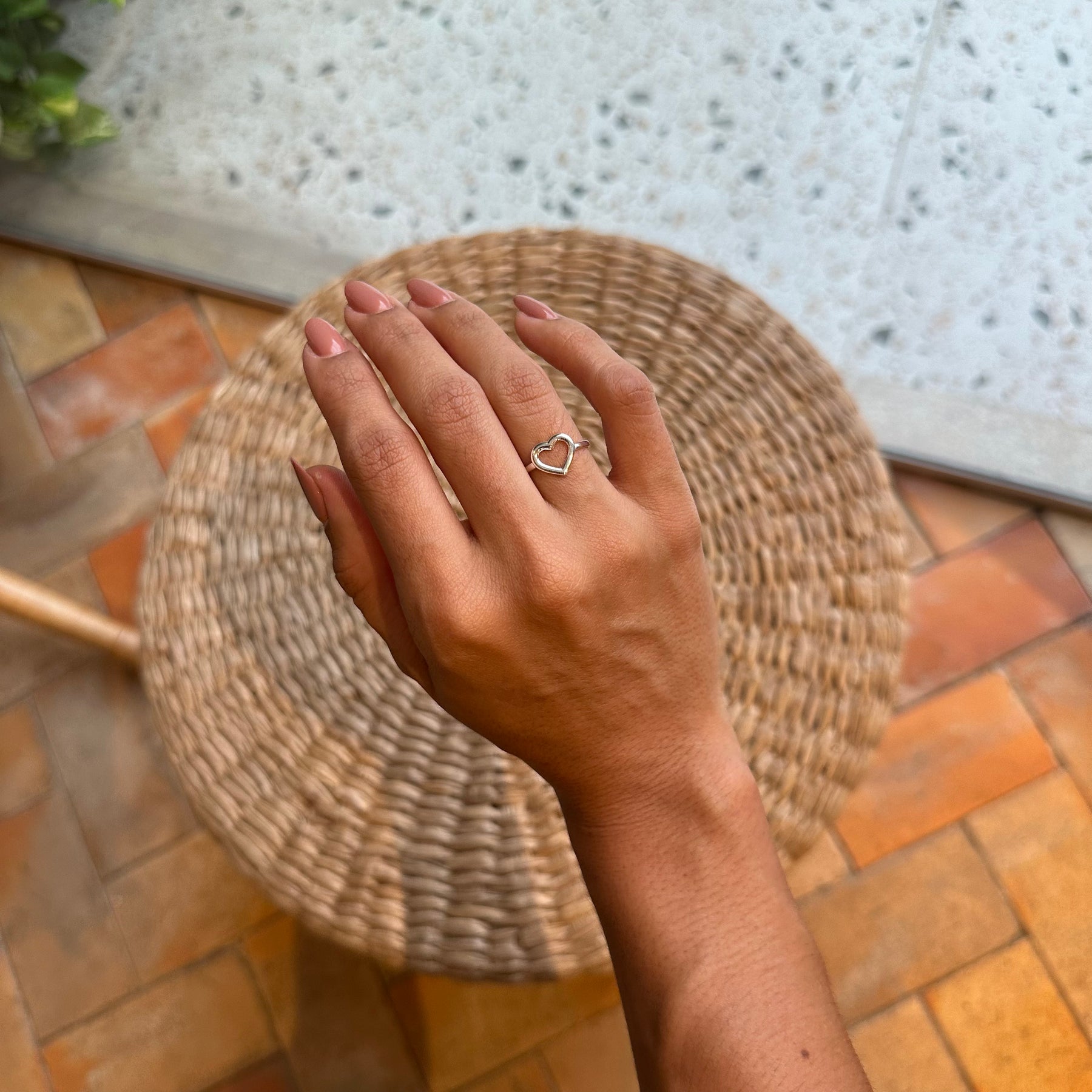 Anel Falange Luza Coração Vazado em Prata 925