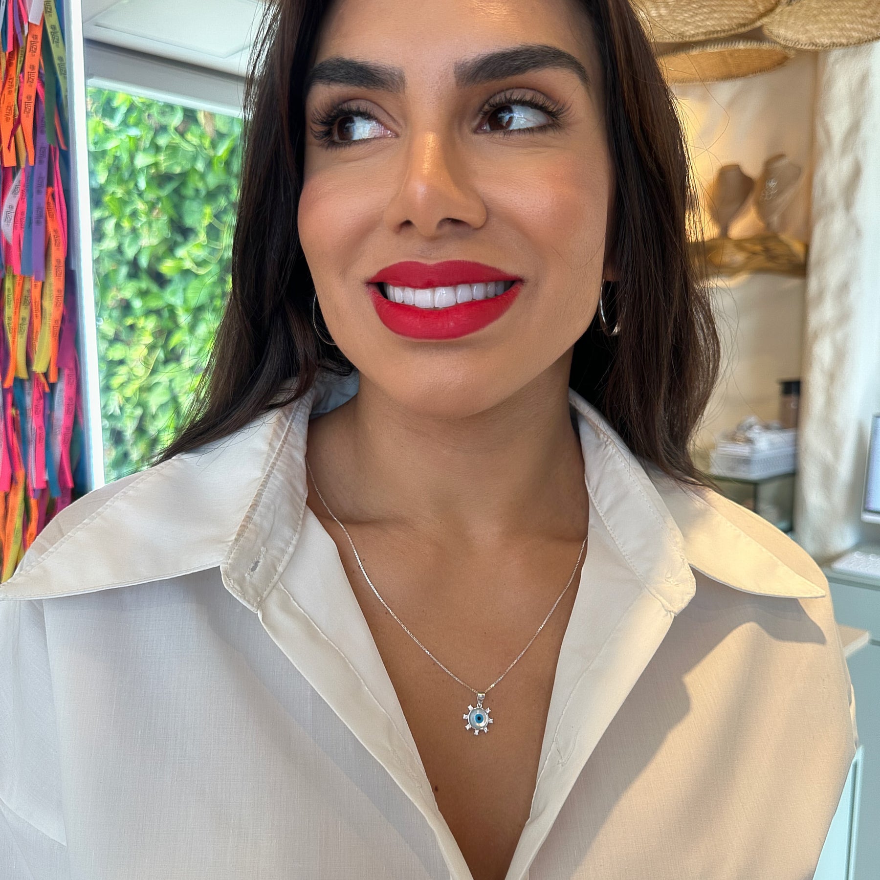 Pingente Leme de Olho Grego com Zircônias em Prata 925