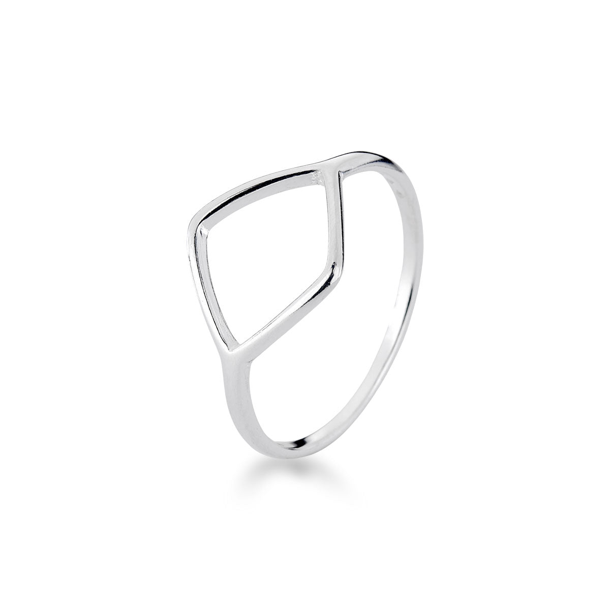 Anel Geométrico Luza de Losango Vazado Em Prata 925