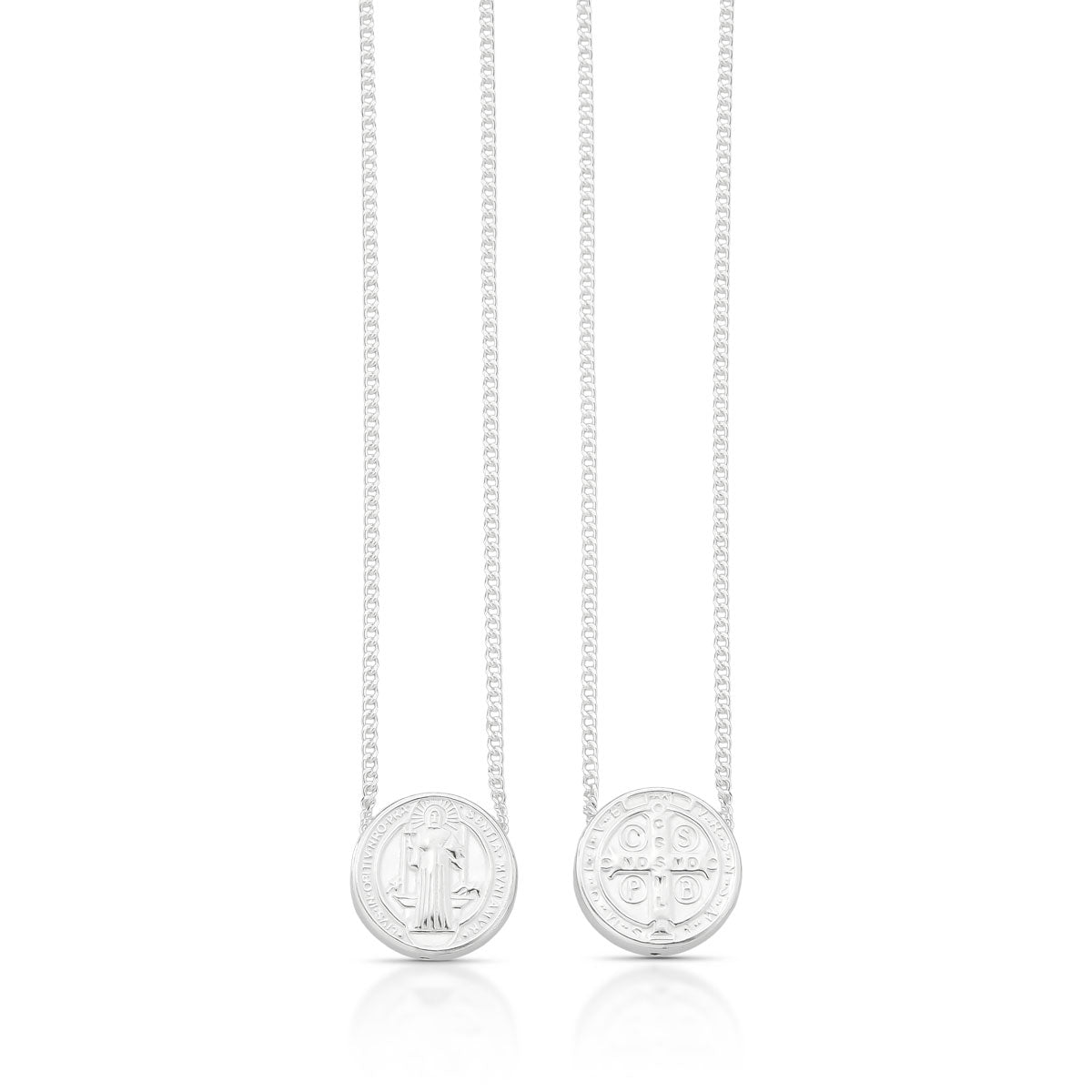 Colar Escapulário Redondo de São Bento em Prata 925