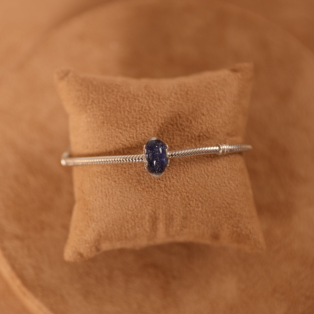 Berloque Separador Murano Azul em Prata 925