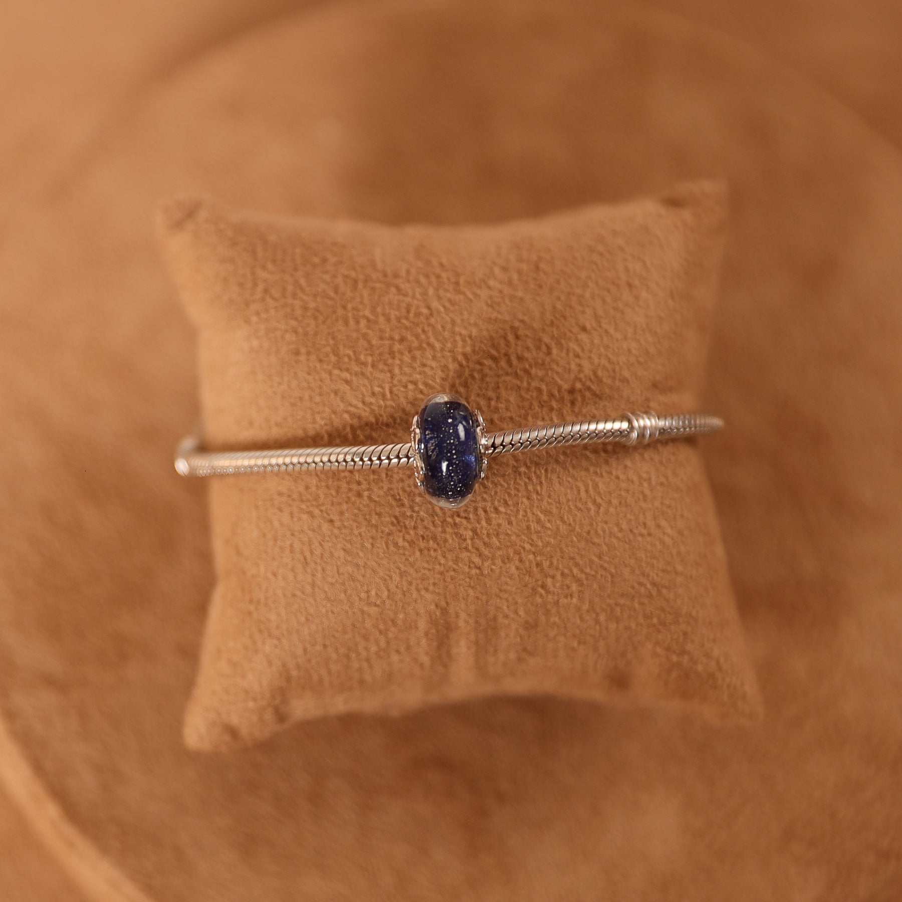 Berloque Separador Murano Azul em Prata 925