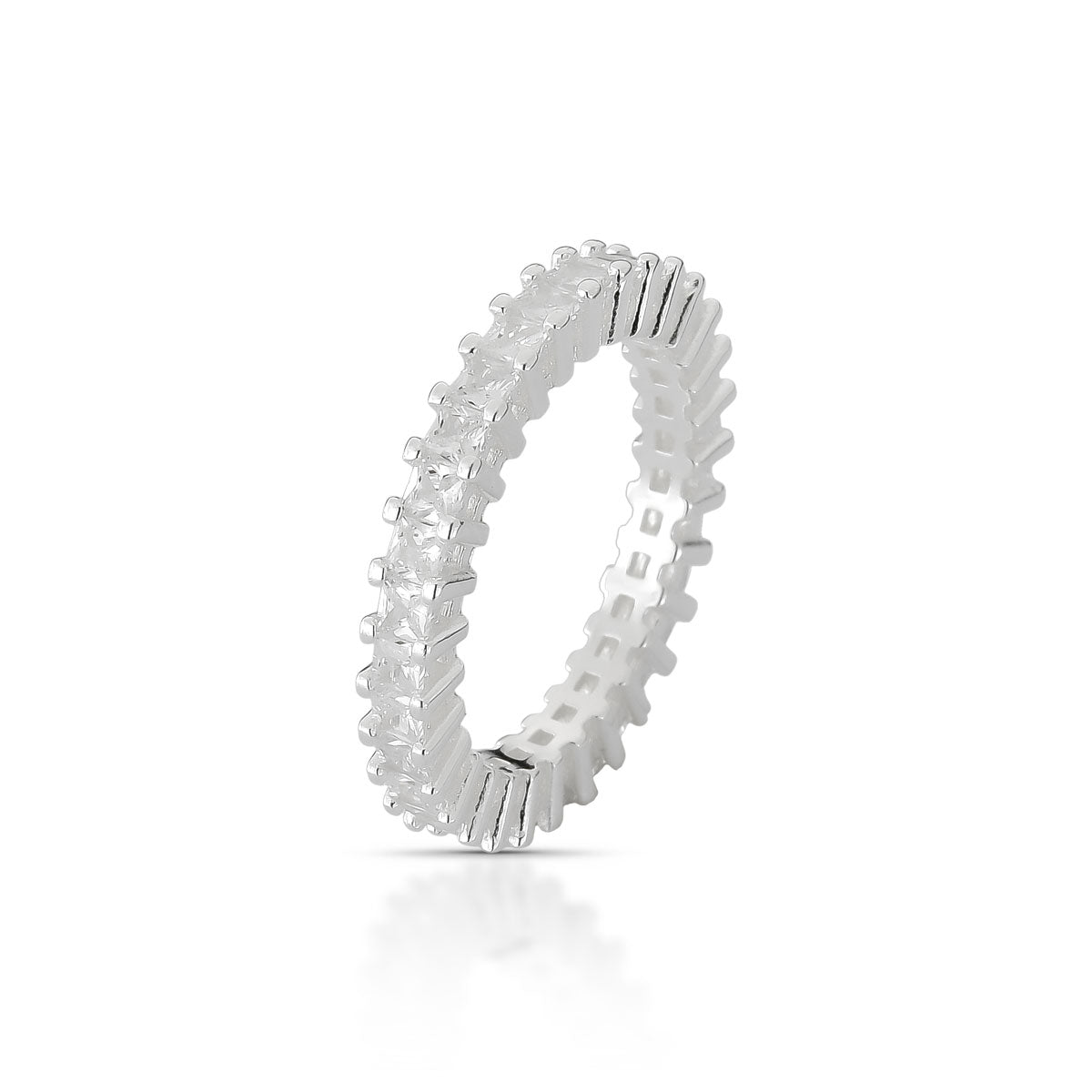 Anel Aparador Luza de Filetes Retos em Prata 925