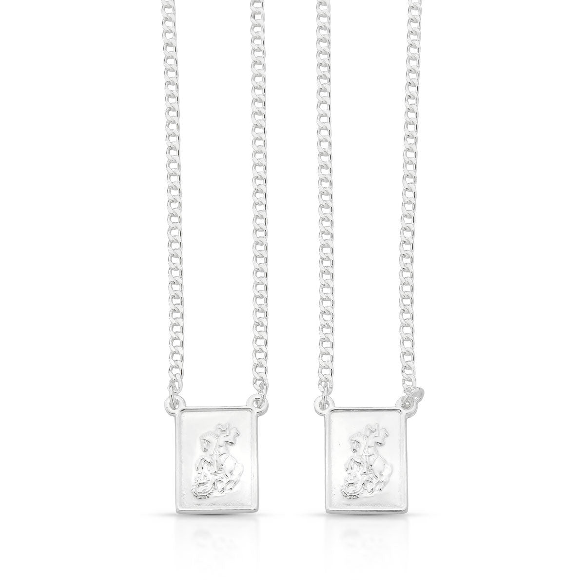 Escapulario de São Jorge de Malha Grossa em Prata 925